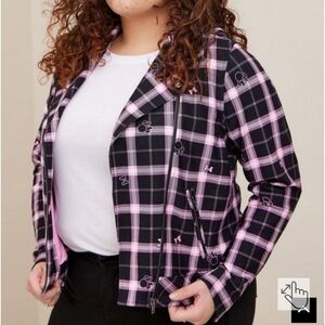 🆕️DISNEY MINNIE MOUSE PLAID PONTE MOTO JACKET